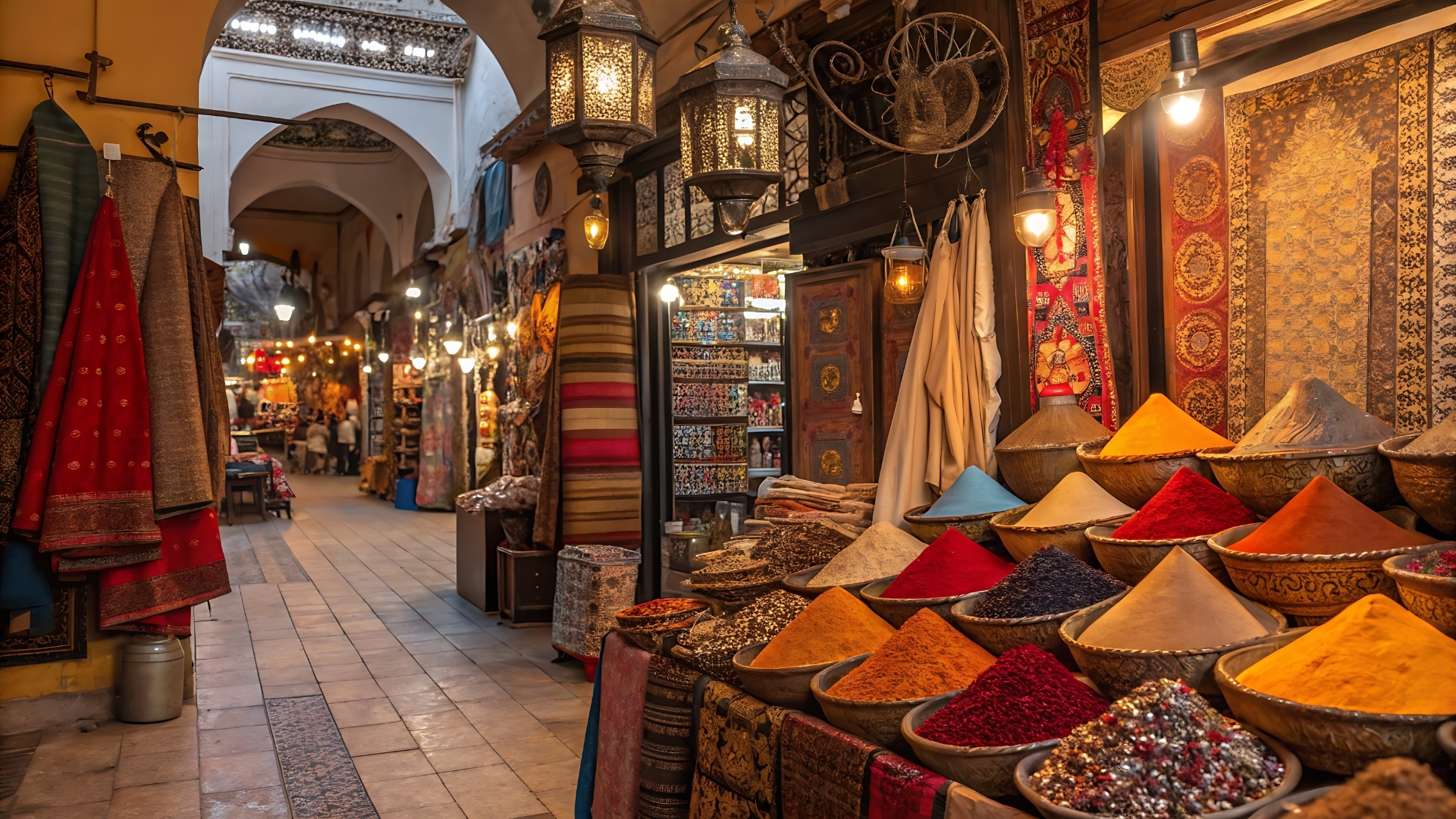 Colorful spices and goods at a market in marrakech morocco shop (1920x1080)